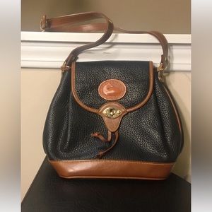 Vintage Dooney & Bourke Purse Rare Black & Brown Satchel Shoulder Bag